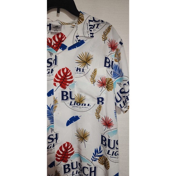 busch light collared button down short sleeve shirt medium - Picture 5 of 7